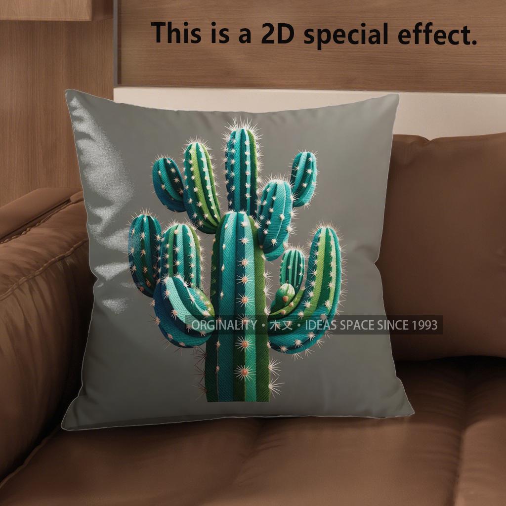 D Set Of Cactus Themed Decorative Pillow Covers Pattern Cushion Cover Suitable For Sofa Bedroom Car Pillow Cover