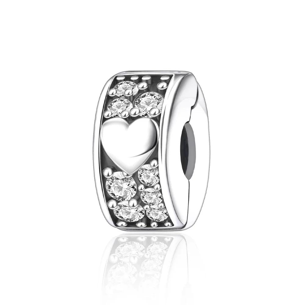 Copper Metal Full Diamond Charm Bead Components Colorful Heart Blooming Rose Round Bead Components Pendant Bead Component Compatible With Authentic