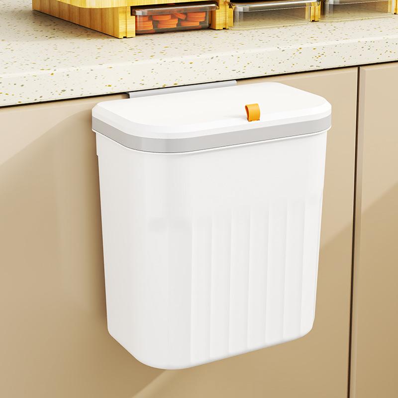 Настенное мусорное ведро для кухни бытовое настенное кухонное мусорное ведро с крышкой для дверцы шкафа подвесное для ваннойтуалета 9L белый 860₽