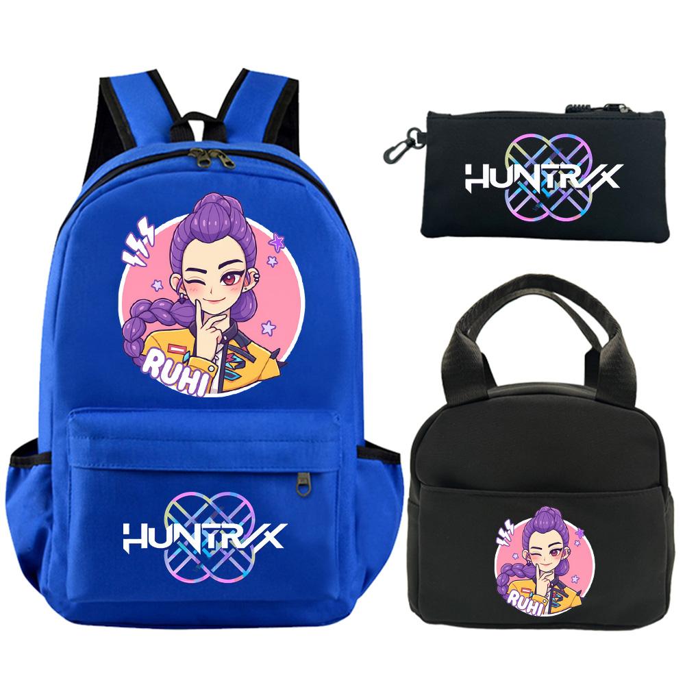 3 st/set Anime Tryckt Ryggsäck med Axelväska Pennfodral för Tonåring Student Pojke Flicka Skolväska Stor Kapacitet Vattentät Bokväska Barnpresent