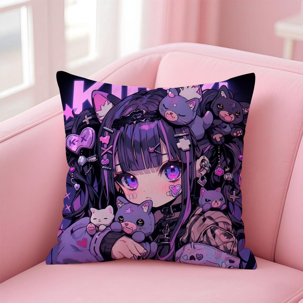 Hololive EN Gawr GuraG Cushion Cover Pillow Case Soft Skin Friendly Fabric  Concealed Zipper