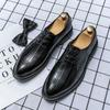 Mens Brown Dress Shoes Wedding Groomsmen Business Formal Office Wear Pointed Toe Slip-On Leather Look