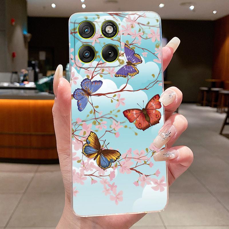 Case For Motorola Edge 70 5G Casing XT2601-2 XT2603-2 Fashion Butterfly Flower Transparent Cover For Motorola Edge 70 Phone Case