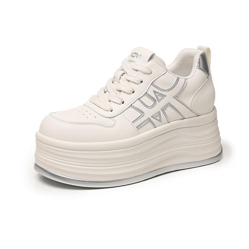 Thicksoled Inner Height Increase Cm Highend Silver Little White Shoes Women's Spring New Small Casual Sports Shoes