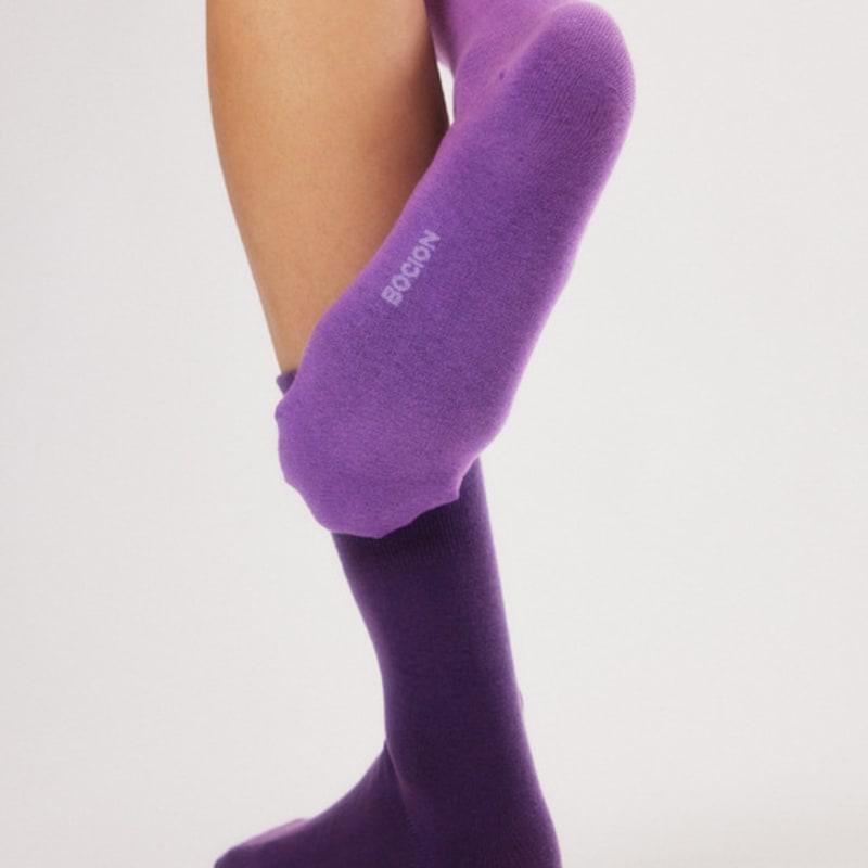 BOCION Quartz Purple Monochromatic Color Long Socks
