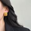 Square Metal Woven Hollow Earrings Stud Earrings Light Luxury Niche Design Retro Premium Cold Earrings Minimalist