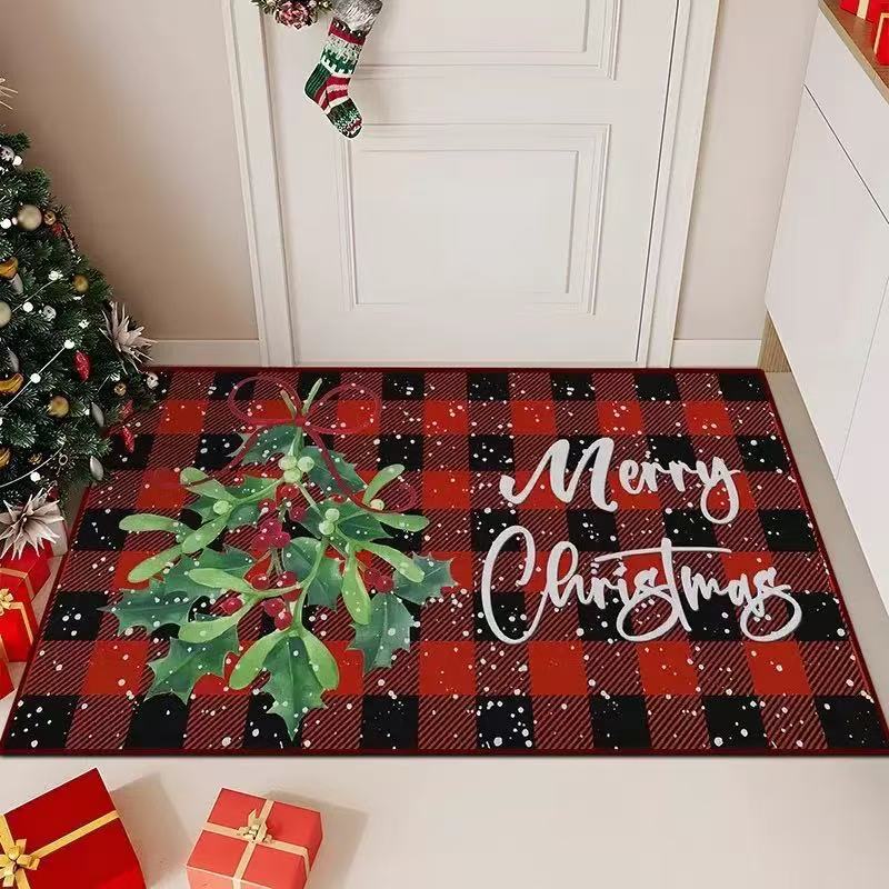 Festive Christmas Gnome Welcome Doormat Seasonal Charms, Durable Polyester Holiday Mat for Winter Home Decor , Christmas Decorations