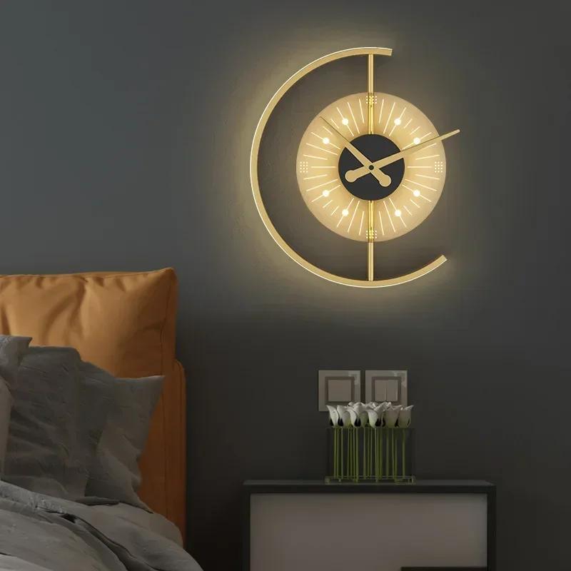 Lampada da Parete LED Moderna Applique Orologio per Camera da Letto Comodino Soggiorno Sala da Pranzo Corridoio Portico Corridoio Arredamento Casa Apparecchio di Illuminazione Lustro