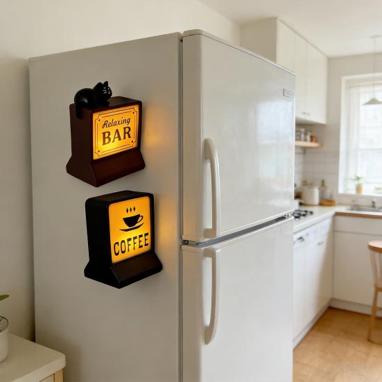 Kaffee-Lampe Kühlschrankmagnet 3D Vintage Kaffee-Bar-Shop-Licht Kühlschrankmagnet Schrank Spind Whiteboard Dekoration Kaffee-Liebhaber Geschenk