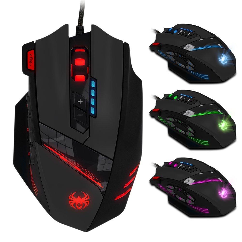 Nova (Black) Wired Gaming Mouse, 4800 DPI Adjustment, 12 Programmable Buttons, RGB Backlight, High Precision, Ergonomic Design, Optical Gaming Mouse,