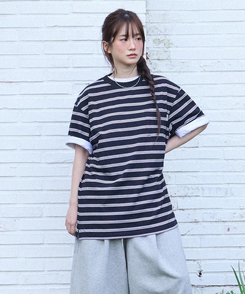FILLUMINATE Multi-Stripe Pocket T-Shirt - Black