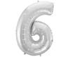 B&C Foil Balloon "Number 6", Silver, 92 FG-C85S6