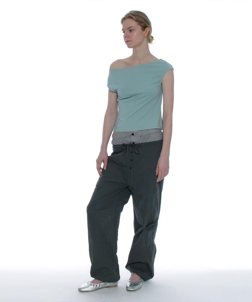 PARTIMENTO WOMEN Double Waist Parachute Pants_Charcoal