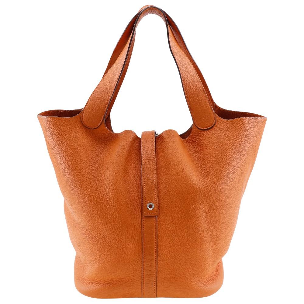 

HERMES Picotin LockGM Handbag Orange / SilverHardware Taurillon Clemence Women Used