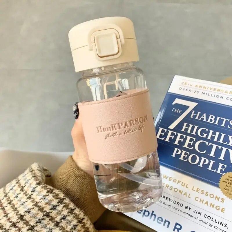 1 adet yaratıcı pipetli su şişesi taşınabilir sevimli plastik içme suyu şişesi sızdırmaz Drinkware içme süt kahve çay