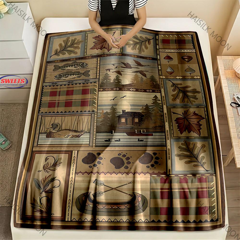 American Country Animal Print Blanket Warm Soft and Comfortable Home Travel Blanket Sofa Bedding Cover Blankets Gift for Friends