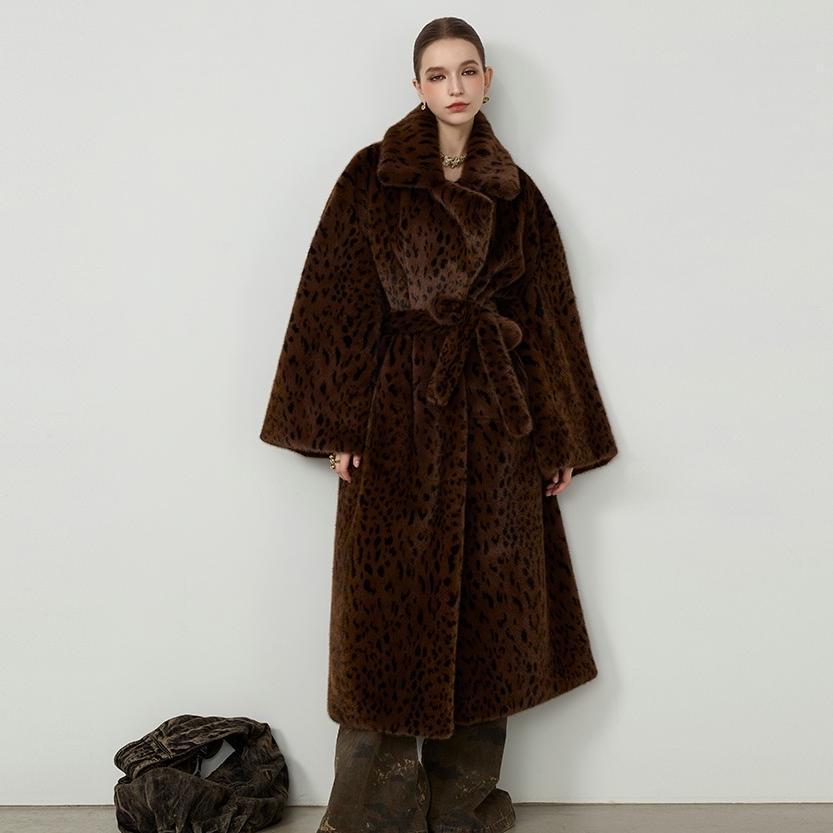 Women's Leopard Print Faux Fur Trench Coat - Versatile, Loose Fit, Autumn/Winter Fashion