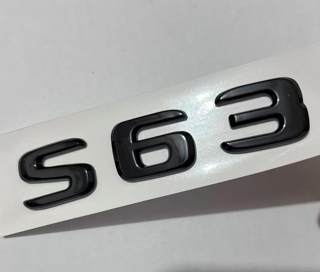 1X 3D ABS Chrome Black E63 C63 S63 flat Emblem Letters Sticker Car Trunk Badge For MB C E S class W212 W213 Accessories