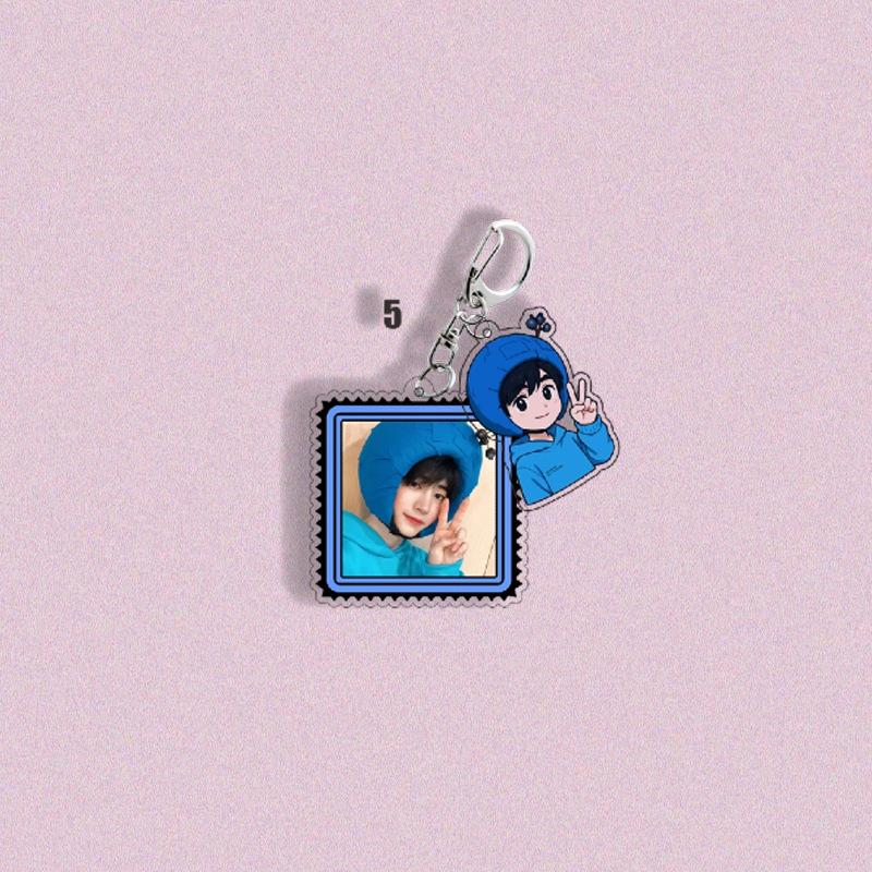 ENHYPEN Funny Fruit Headgear Photo & Cartoon Keychain, Stamp-Style Acrylic Bag Charm with Member Selfie, Engene Fans Collectible Kpop Accessory