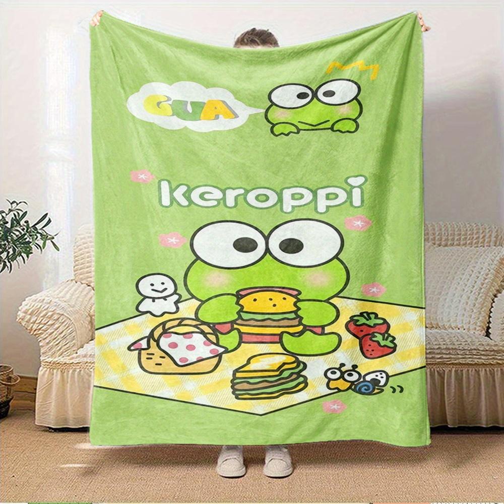 1pc Flannel Keroppi, Picnic, CuteThrow Blanket, Cartoon Truck Pattern Printed Blanket, Warm Cozy Soft Blanket For Couch Bed Sofa Car Office