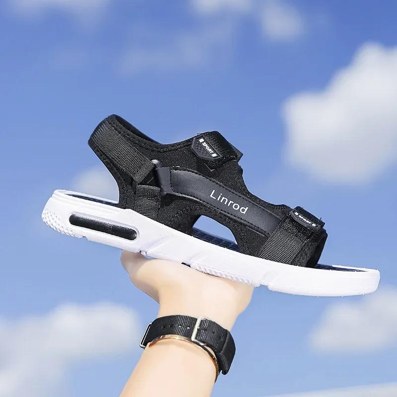 Whoholl Brand Men's Slippers Summer New Sandals Men Canvas Sandals Adult Thick-soled Beach Shoes Non-slip Open-toe Sandals 39-46