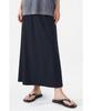 Jaa [Jaah] Elastic Waist Long Skirt Navy