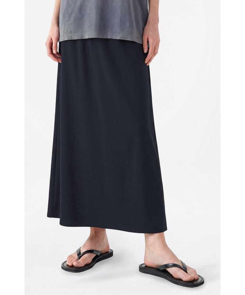 Jaa [Jaah] Elastic Waist Long Skirt Navy