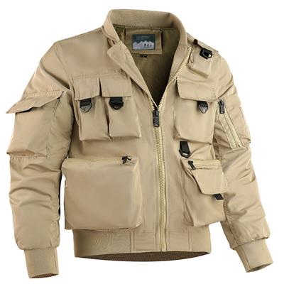 Chaqueta Bomber para Hombre con Múltiples Bolsillos Chaqueta de Primavera y Otoño Camiseta de Béisbol Americana Chaqueta Funcional Triple Protección