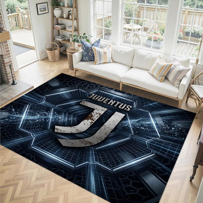 Juventus FC Design Crystal Velvet Carpet Cozy Non?Slip Printed Rug For Bedroom Living Room Entrance