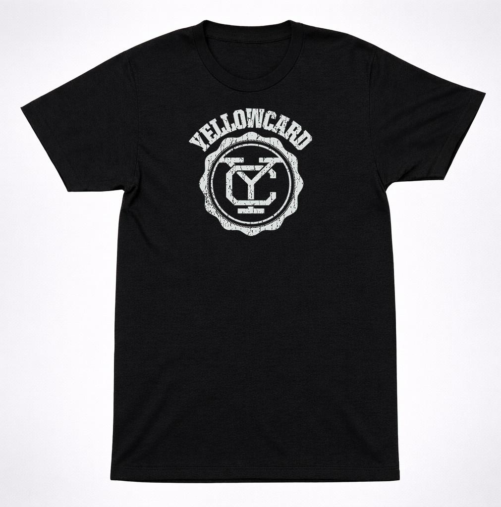 Yellowcard Collegiate Seal Logo T-Shirt | Distressed Emo Pop Punk Band Tee S разноцветный