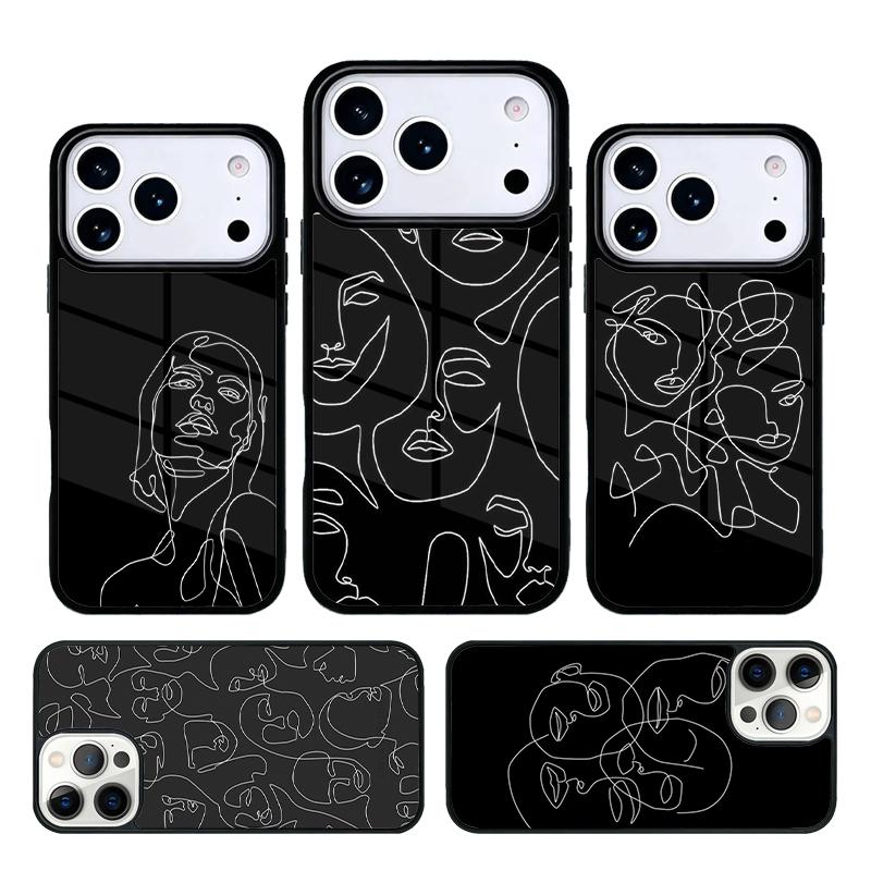 Poster Minimalist Face Artwork mobile phone case Compatible with IPhone 17 16 15 14 13 12 11Pro Max 17 Air cover