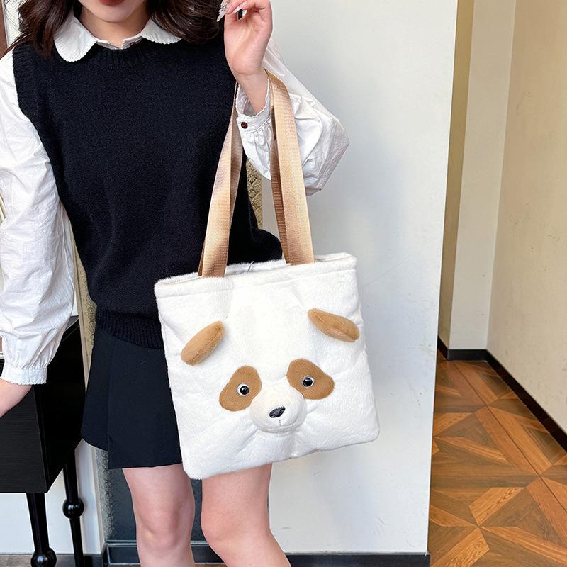 Simulated Panda Plush Cartoon Backpack Children's Schoolbag Cute Crossbody Shoulder Bag Girl Hand Gift Doll Machine