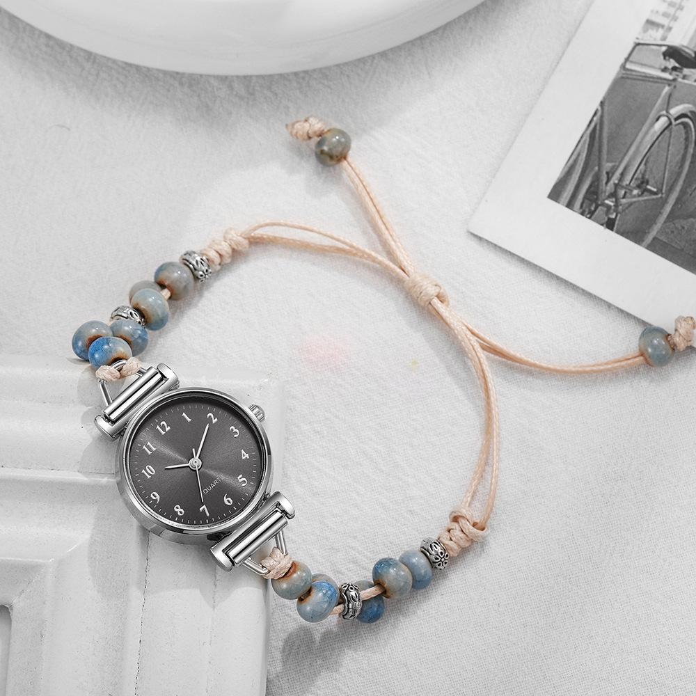 Gift bracelet, lady's watch New Casual Fashion Diamond-encrusted Women's Watch Korean-style Female Student Woven Drawstring Bracelet Watch