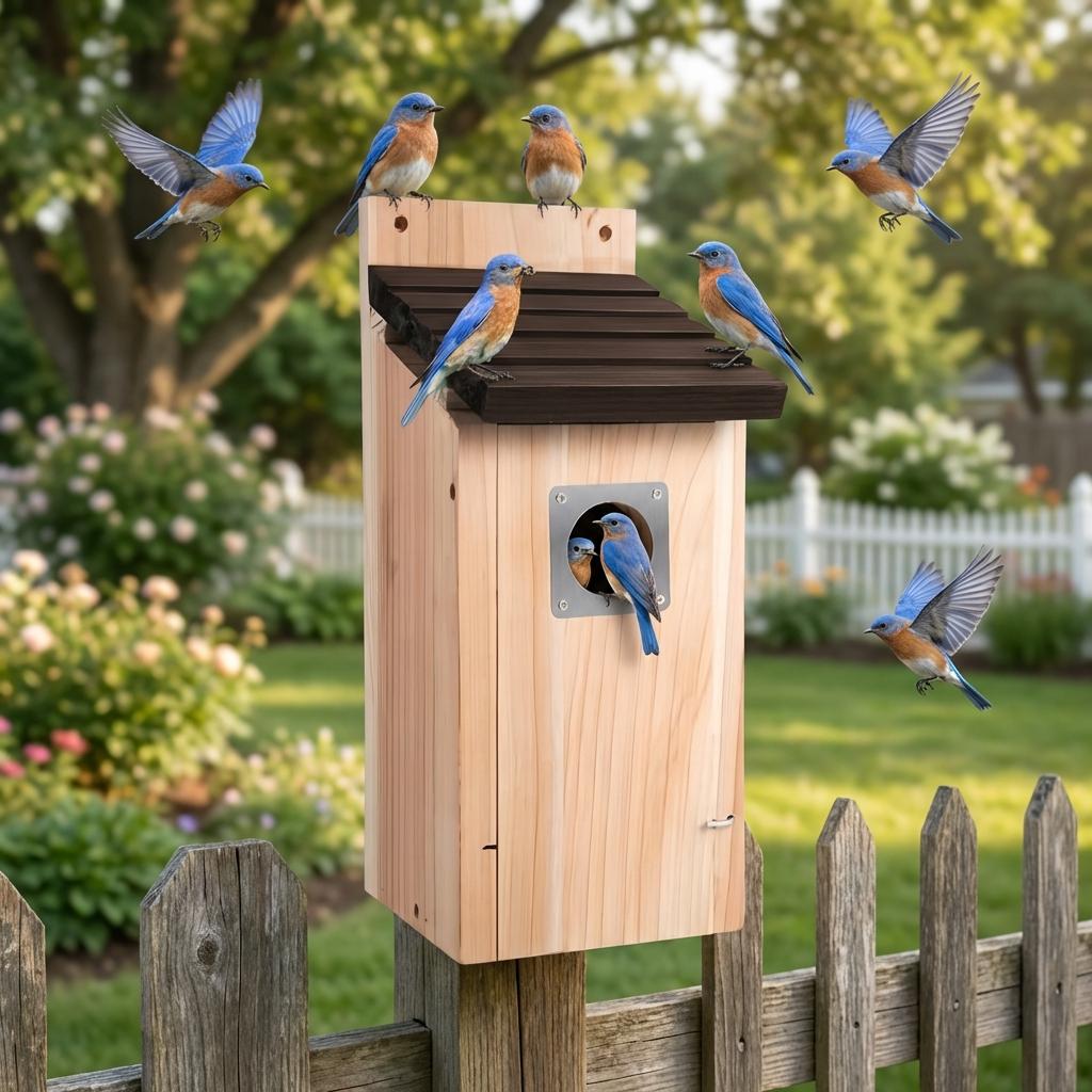 Bird Houses for Outside Cedar Bird House Outdoor, Bluebird Finch Swallow Wren Chickadee Assembly Required