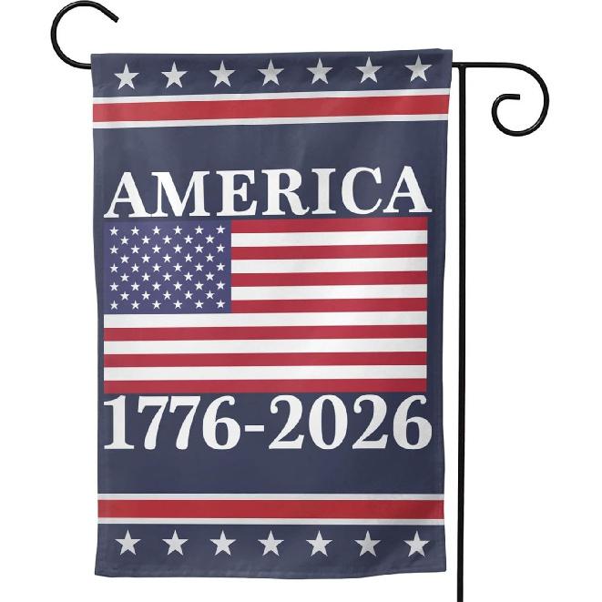 America 250th Birthday Garden Flag 12x18 1776 2026 America 250 Years Anniversary Yard Sign God Bless Usa Patriot House Flag No Flagstand