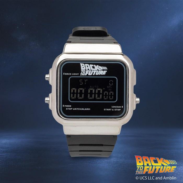 Fieldwork Watch Digital Back to the Future Official Backlight Belt Width 22mm Silver Black SBK BTF003-1 One Size