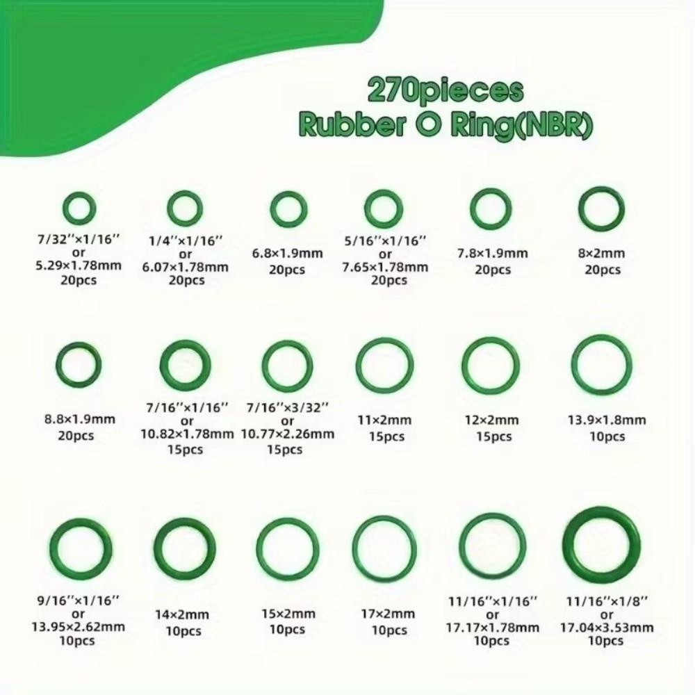 225PCS/27PCS Assorted Sealing Rings O-Ring Gasket Assortment  Car Repair Accessories
