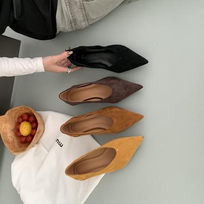 French High-end Niche Brown Single Shoes Women's Shoes 2025 Spring and Autumn Slope Heel Temperament Pointed Commute Evening Grandma Shoes