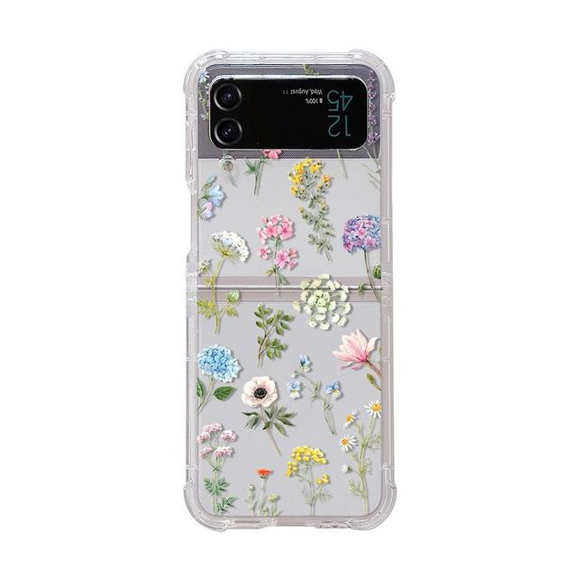 For Samsung Galaxy Z Flip 4 Zflip 3 5g Case Bouquet Girl Bracelet Transparent Soft Silicone Folding Shockproof Protection Cover