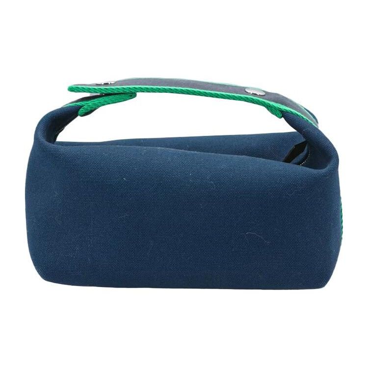 Hermes Bride-A-Brac Palladiumbeschichtete Leinwand Aufbewahrungstasche Herren Taschen Marineblau H103222M03