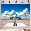2D Flat Background Fabric Made of Polyester Using a Photo of an Airplane On the Runway