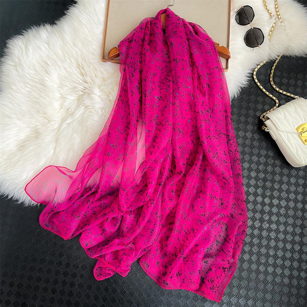 Silk Scarf Soft Gauze Multifunctional Women's Long Super Large Sun Protection Thin Shawl Scarf Dual-purpose Spring and Summer Beach Towel