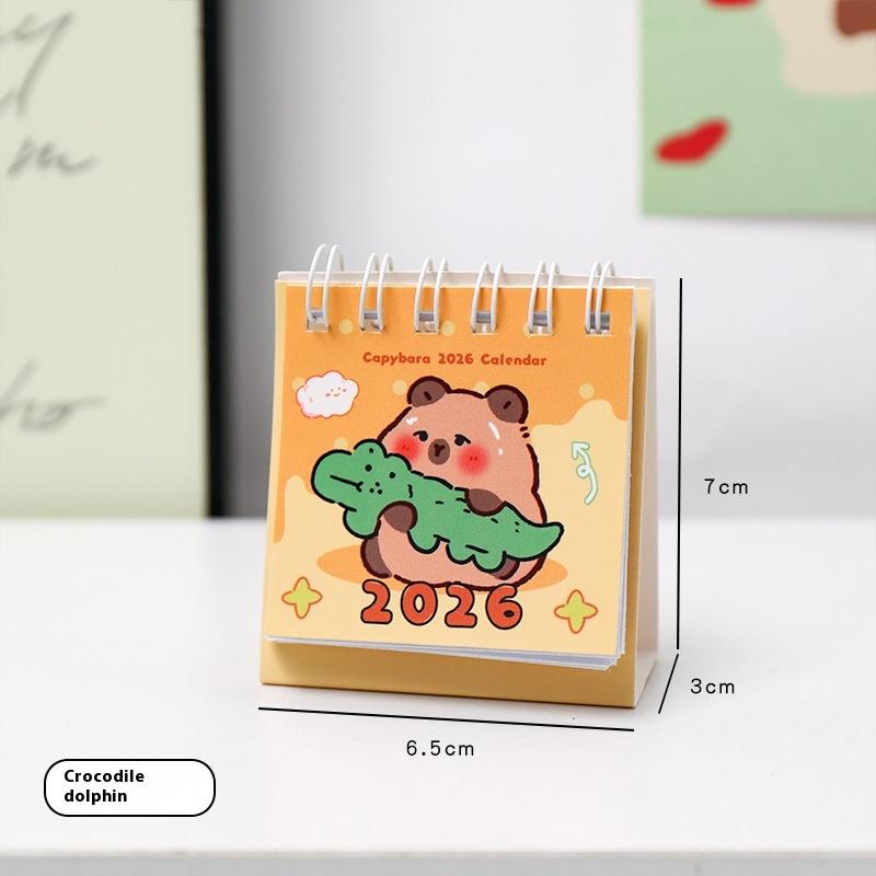 2026 Mini Simple Cute Cartoon Pattern Small Desk Calendar Pocket Portable Calendar Punch Plan Desktop Decoration