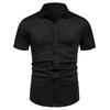 Men's Casual Short-sleeved Shirt - Solid Color, Simple and Stylish, Fitted Collar Shirt, Men's Top Garment