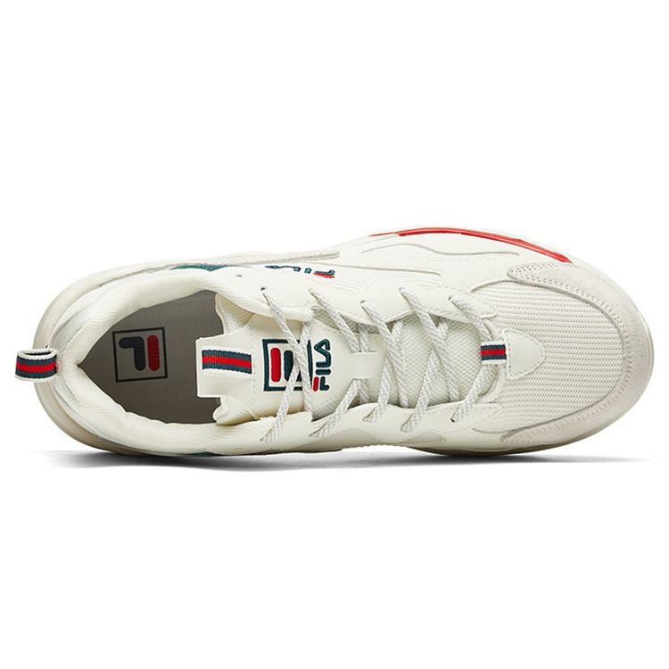 Fila Tracer Synthetic Leather Suede Retro Shock Absorbing Non-Slip Wear-Resistant Low-Top Dad Shoes Men Sneaker Off-White Fire-Red F12M011109FWR