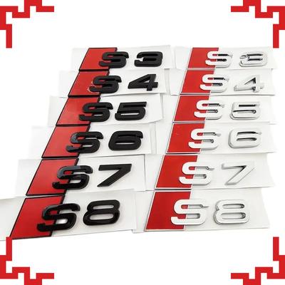 3D ABS Chrome Black Emblem Car Trunk Badge Sticker For Sq 8Y 8P 8V B6 B8 B9 8T C4 C6 C7 C8  S3 S4 S5 S6 S7 S8 Accessories
