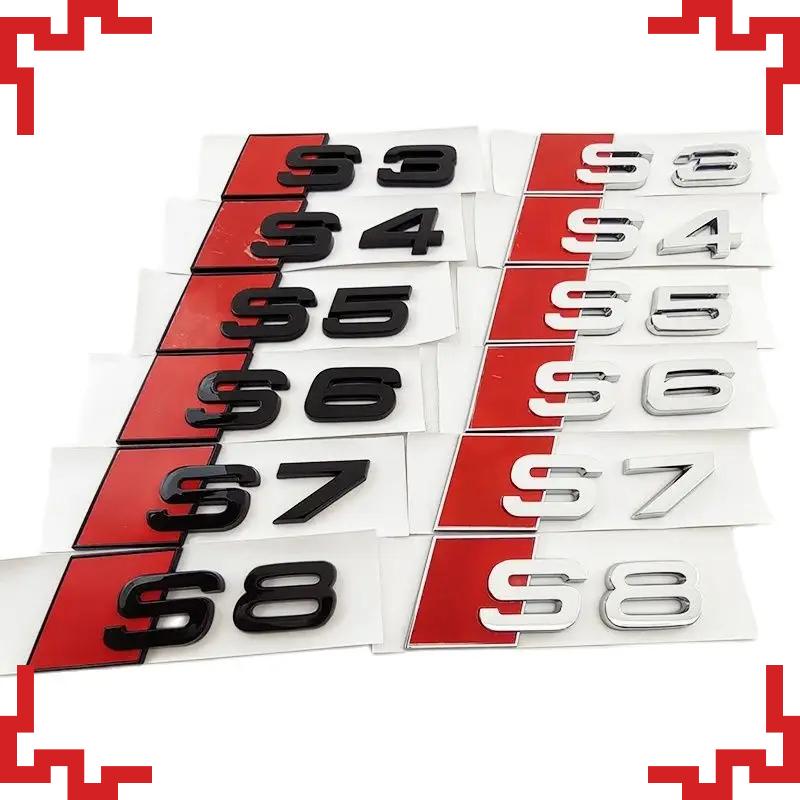 2026 3D ABS Chrome Black Emblem Car Trunk Badge Sticker For Audi 8Y 8P 8V B6 B8 B9 8T C4 C6 C7 C8 S3 S4 S5 S6 S7 S8 Accessories