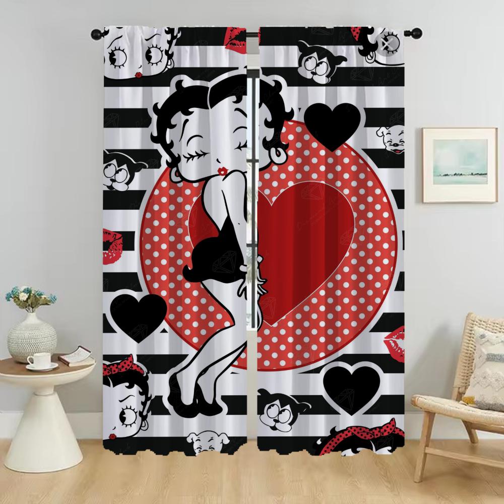 Bettyes Boopes Curtains for Living Room Curtain Shades Tulle for Bedroom Home Interior Curtains 2 Pieces Partition Kitchen Child