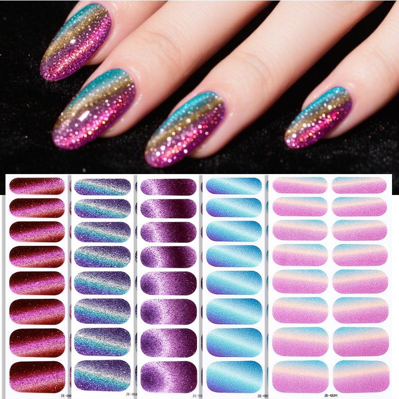 1SET Flash Cat's Eye Nail Oil Film Nail Art Sticker European and American Scallion Powder Nail Sticker Nail Art Sticker