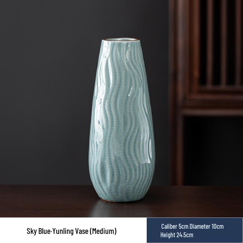 Vaso in Ceramica di Alta Gamma Ge Kiln Retrò per Fiori Freschi, Idroponica e Bambù